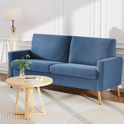 Loveseat Sofa Mid Century Modern Small Couches For Small Spaces, Upholstered Small Couch For Bedroom,Comfy Couch With Spring Cushion,Tool-Free Assembly