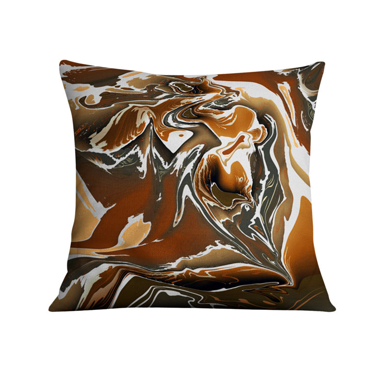 Coussin décoratif avec insert, Brun / orange abstrait 3, H 20 po x l 20 po