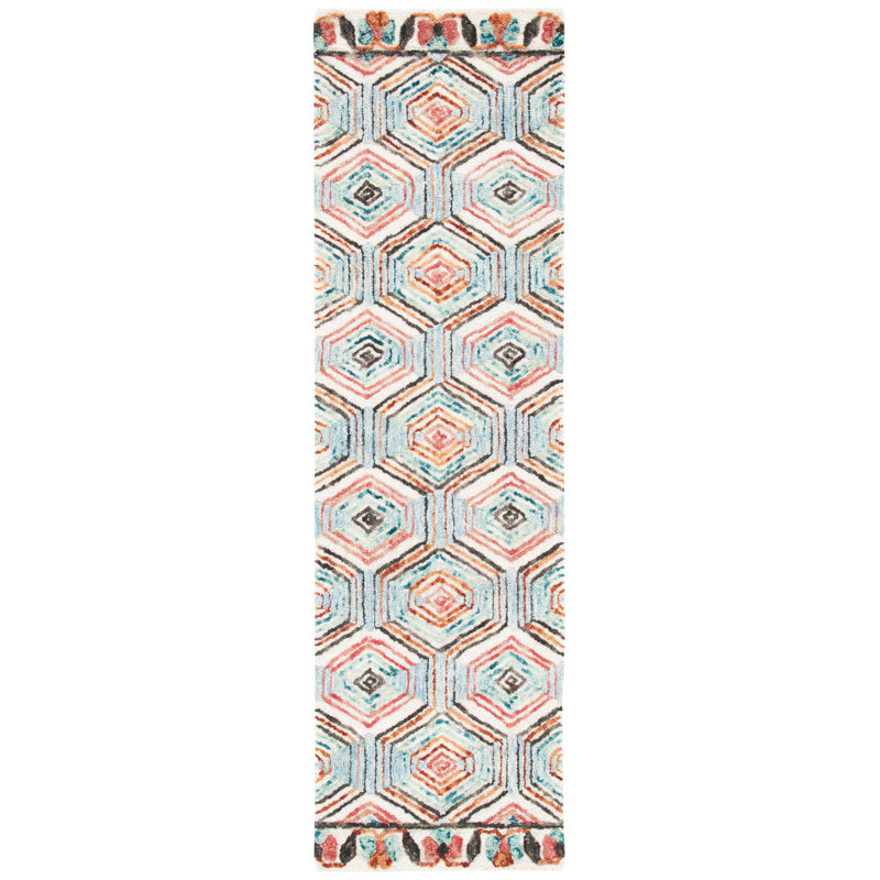 Brashear Hand Tufted Wool And Cotton Geometric Rug, Runner 2'3" x 6'