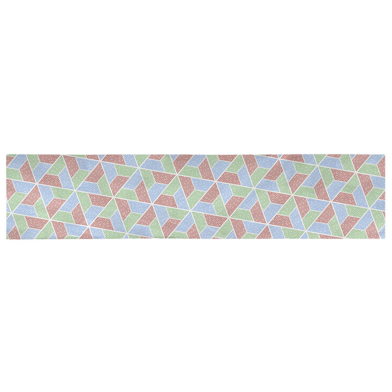 Chemin de table Avicia, 72 po x 16 po, Vert / Rouge / Bleu, Coton