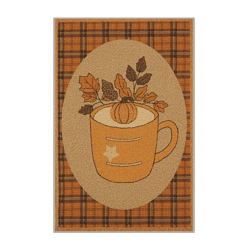 Soft Plush Findley Thanksgiving Modern & Contemporary Abstract Area Rug in Brown – Beige Binding, 4x6