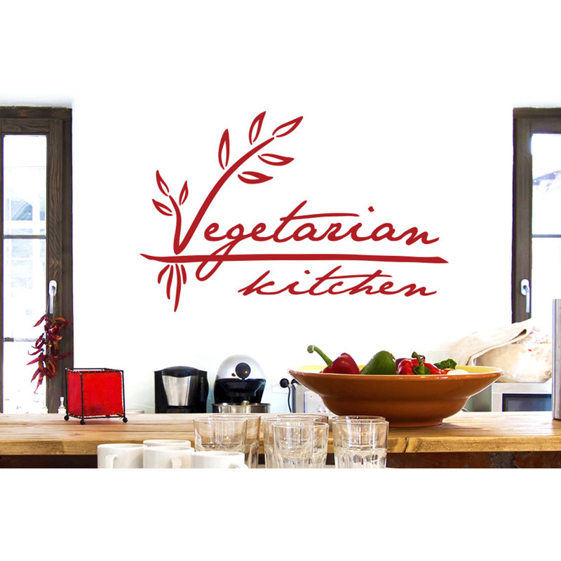 Vegetarian Kitchen Wall Sticker, Large, Dark Red