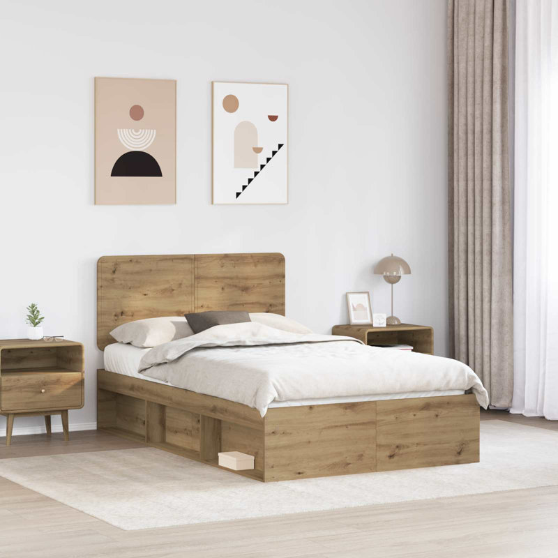 Solid Wood Bed, Small Double (4'), Artisian Oak