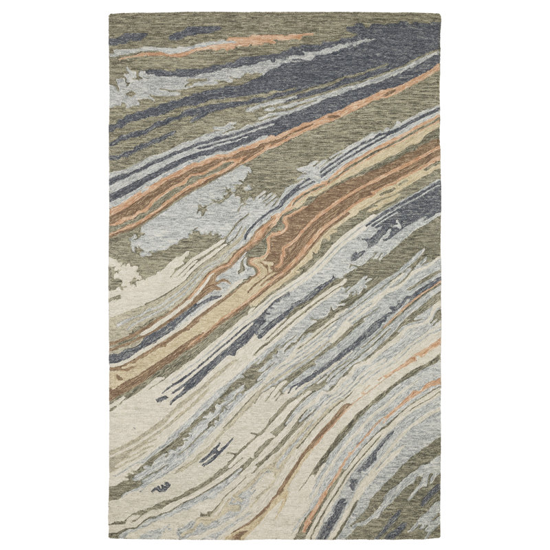 Tapis gris / bleu Renli, Rectangle de 5 pi x 8 pi