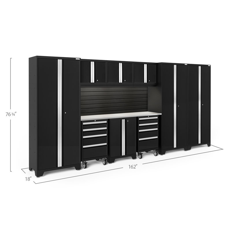 Ensemble de rangement complet 10 pièces Bold Series, Lumière LED, Acier Inoxydable, Noir / noir