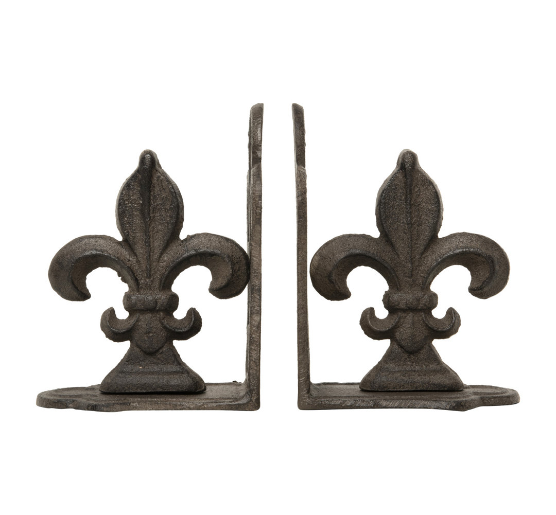 Decorative Metal Fleur de Lis Bookends (Set of 2) Fleur De Lis Living 