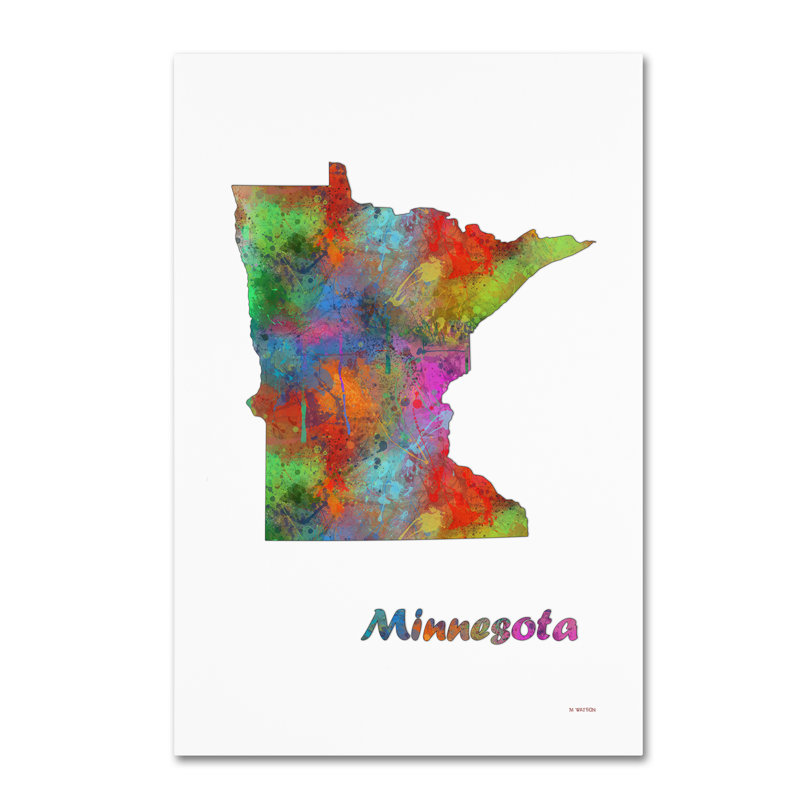 « minnesota state map-1 », reproduction d’art sur toile tendue, H 32 po x l 22 po x P 2 po
