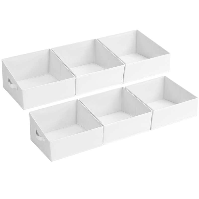 Fabric Storage Bins 6 Pack - Foldable Trapezoid Organizer Baskets For Shelves, Closet Organization, Toys, Books, Clothes, And Towels