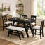 6-Piece Wood Counter Height Dining Table Set with Storage Shelf, Kitchen Table Set with Bench and 4 Chairs,Rustic Style Cushion-1243547882-1243547884