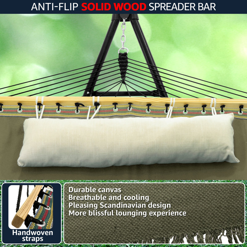 Unité Tranquillo avec support pour hamac, support pour hamac double en acier d'une capacité de 800 lb pour 2 personnes, support pré-assemblé de qualité supérieure pour l'intérieur et l'extérieur
