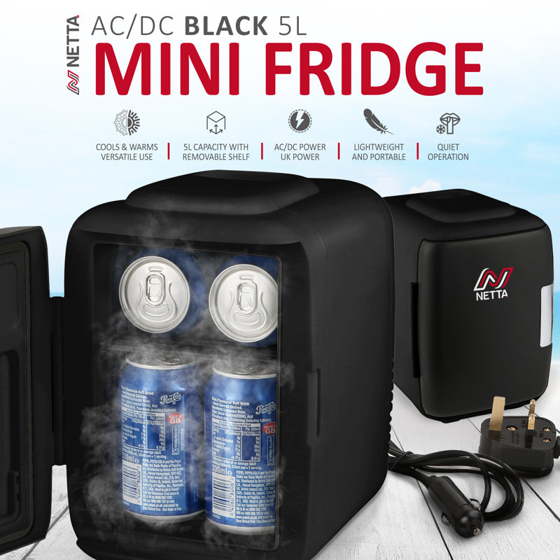 NETTA 5L Mini Fridge - For Bedroom, Skincare, Office with Cooling And Warming Function, Black