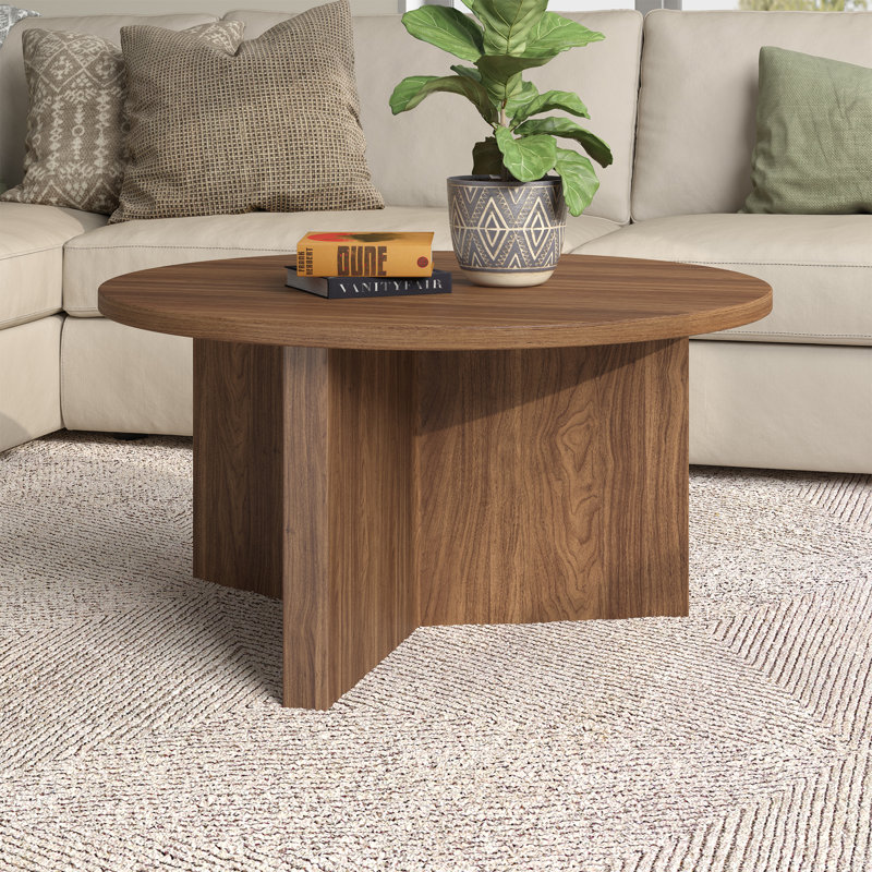 Kjartan Pedestal Coffee Table, Satin Walnut