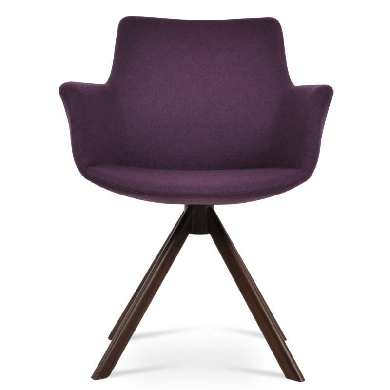 Chaise avec accoudoirs pivotante Bottega, Marron foncé, Noyer