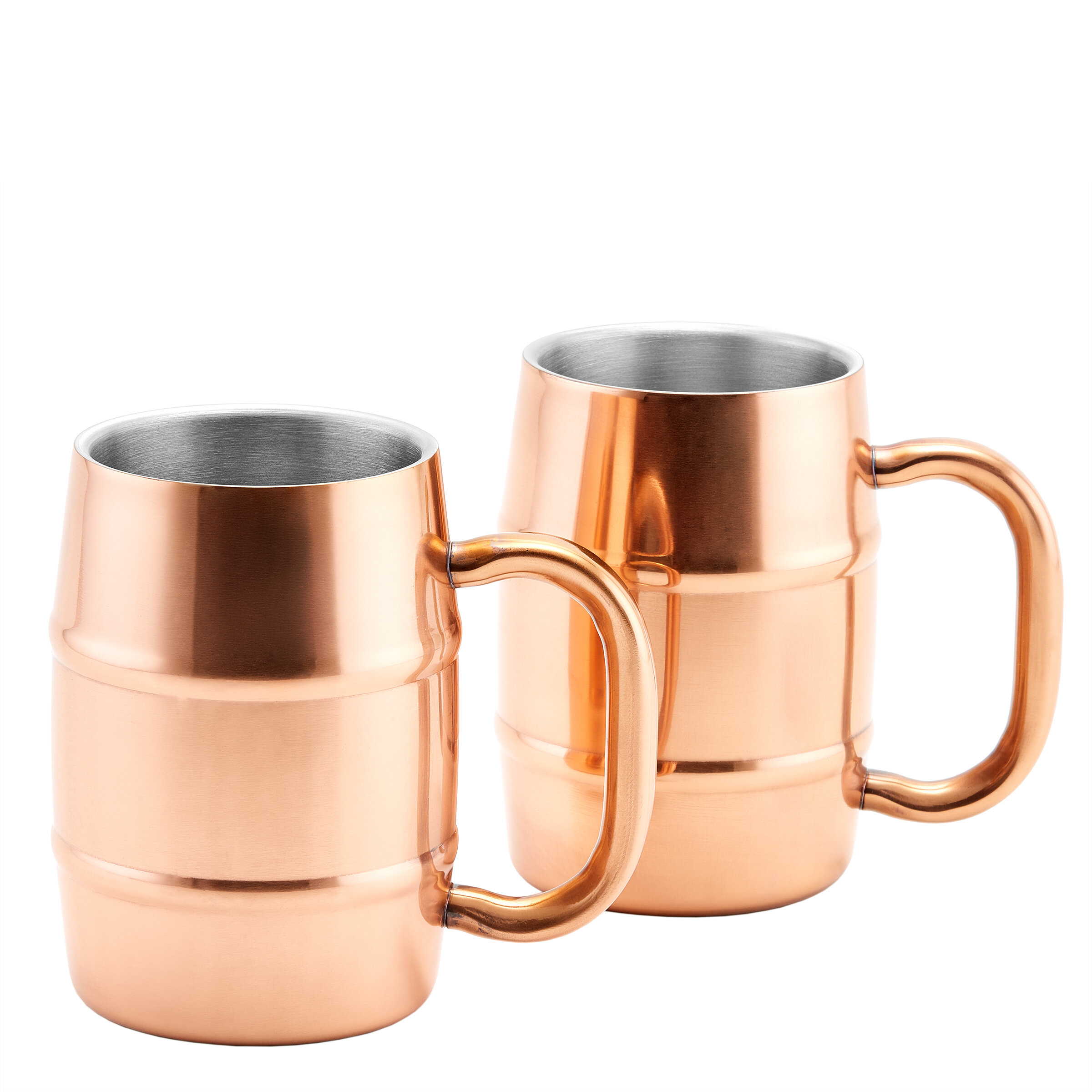 Double Barrel 17 oz. Insulated Copper Beer Mug with Lid