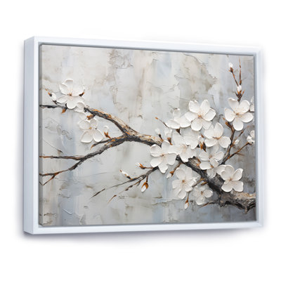 Minimalism White And Grey Cherry Blossom - Cherry Blossom Wall Art For Living Room