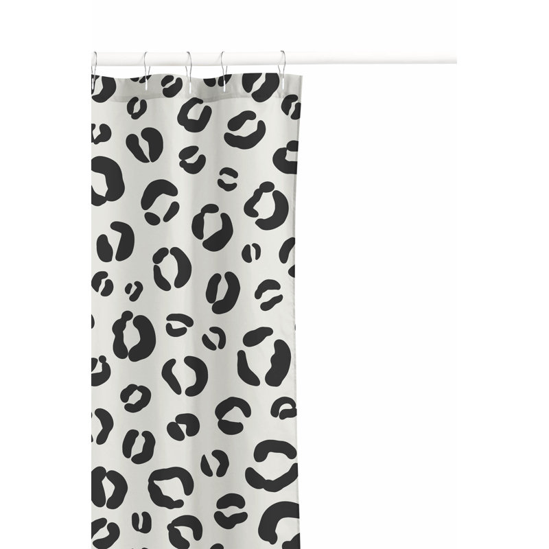 Leopard Play Ultra-Thin Lightweight Shower Curtain, Ivory/Charcoal