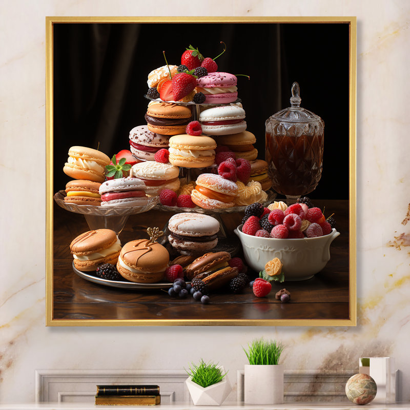Sweet Pastries VI - impressions sur toile désert, H 16 po x l 16 po x P 1 po, Cadre flottant doré
