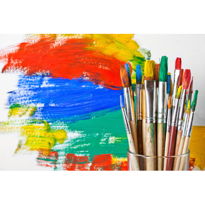 Paints And Brushes - Wrapped Canvas Print
