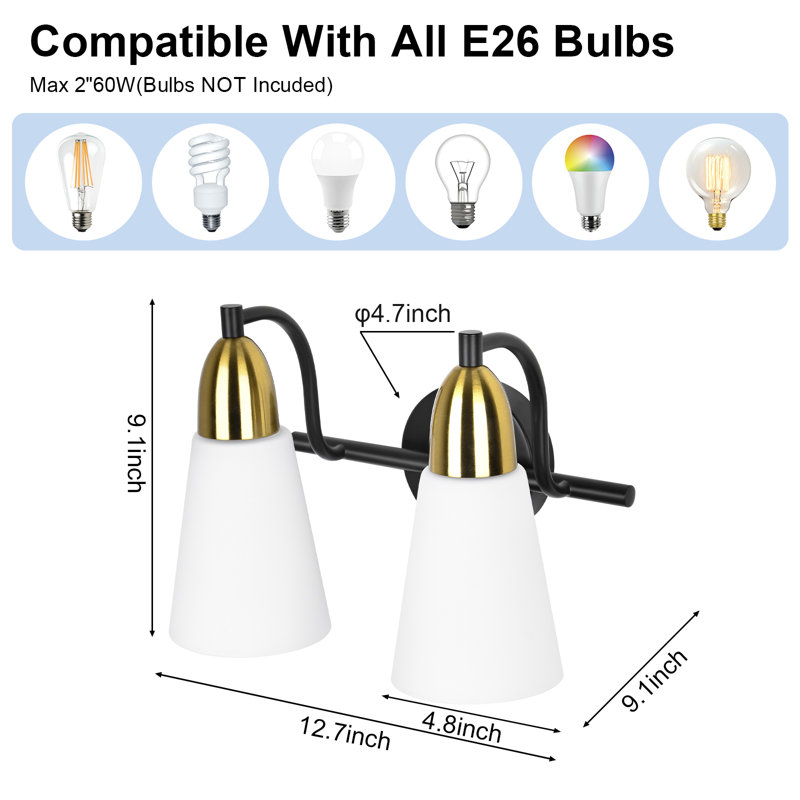 Dimmable Vanity Light, Bulbs not Included, 2