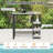 43.5" Outdoor Bar Table With Tempered Glass Top & 3 Rattan Shelves Storage
