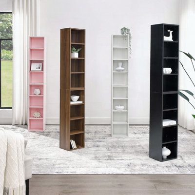 8-Tier Media Tower Rack with Adjustable Shelves, Slim CD/DVD Storage Cabinet for Home Office