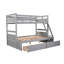 Lit superposé simple au-dessus d'un lit double en gris - offre un espace de couchage supplémentaire, gris: solution d'espace avec rangement