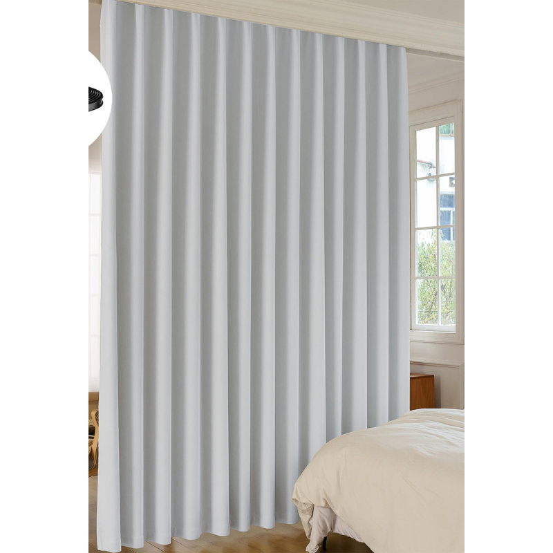 Room Divider Curtain Sets With Bendable Ceiling Track, 95% Blackout Total Privacy Ceiling Track Curtains Floor To Curtains Track Kits 8.3 Ft Wide X 7 Ft Tall, Grey, 1 Panel