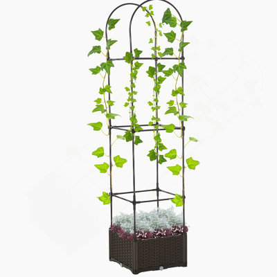 Lit de jardin à arrosage polyvalent avec treillis pour diverses plantes