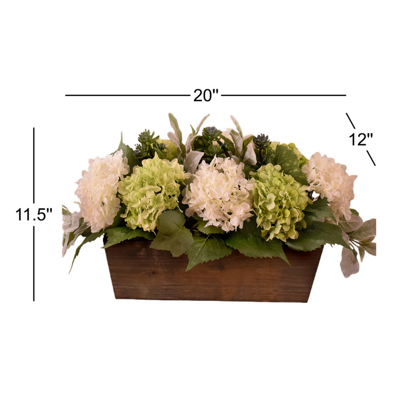 Faux Silk Hydrangea Arrangement in Planter