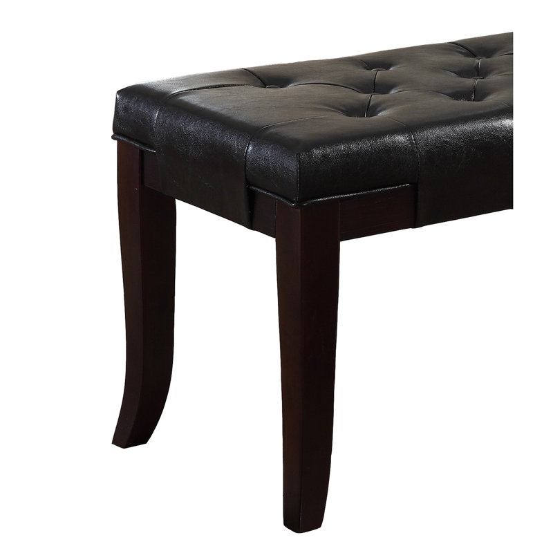 Bench With Faux Leather, Solid Construction For Durability, 44"W X 16"D 18.25"H Living Room Bench, Leather Upholstery, Stylish Addition,