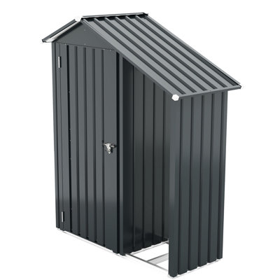 2 - In 1 Storage Solution Of Galvanized Steel, Waterproof And Reliable, Ideal For Garden Tools Firewood, Easy Assembly With Indicators, Lockable Compartment, Brown, Shelf Load Capacity 70 Lbs Compact