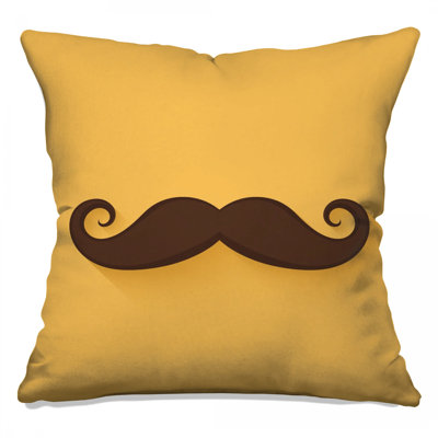 Curled Brown Moustache Double Sided Throw Pillows