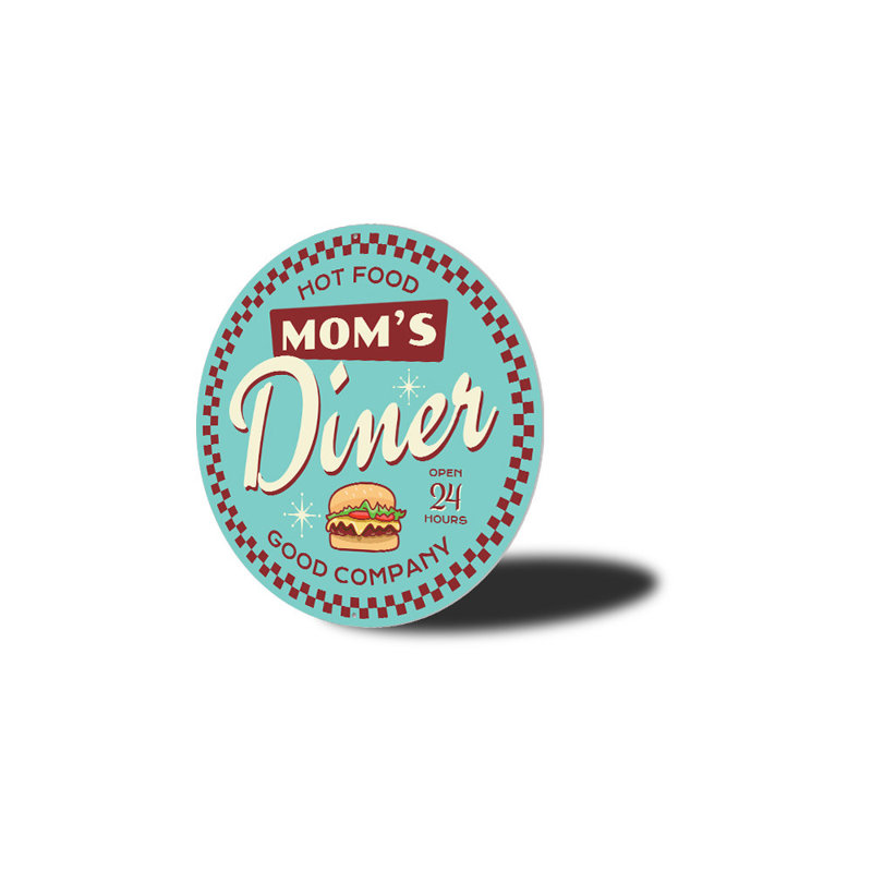 Plaque en aluminium Mom's Diner, H 12 po x l 12 po x P 0,04 po