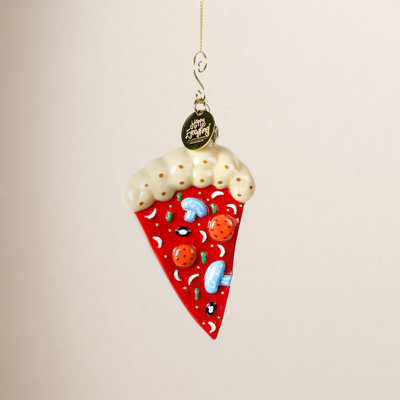 Pizza Slice Glass Shaped Ornament