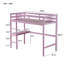 Lit simple mezzanine haut, lit mezzanine en bois d'hévéa avec barrière de sécurité, bureau intégré, échelle, rose-668027464