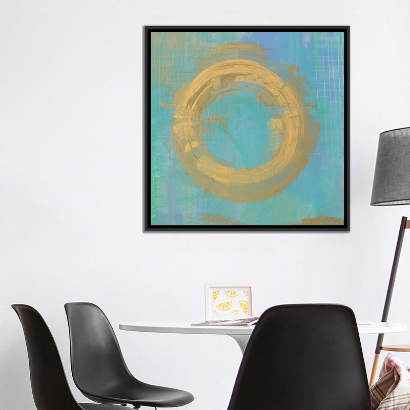 Doré cercles ii, reproduction d’art sur toile tendue, H 26 po x l 26 po x P 1,5 po, Toile encadrée noire, Pas de tapis