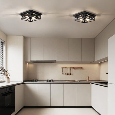 2Pack Vintage Farmhouse Flush Mount Ceiling Light Fixtures, 4-Light Hallway Kitchen Ceiling Light, Industrial Farmhouse Light Fixtures Ceiling Mount For Bedroom