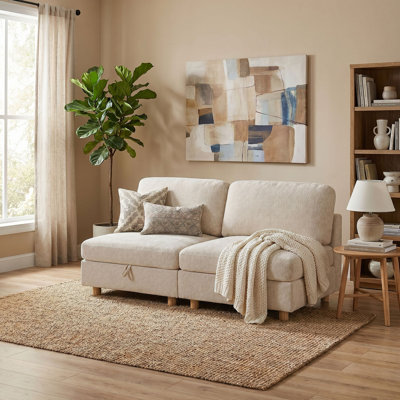 Modular sectional sofa seat, convertible sofa with storage, multifunctional folding fabric sofa set, 2 seater sofa