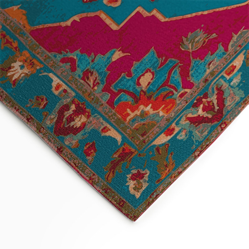 Tapis bleu intérieur et extérieur Tabriz, Rectangulaire 3 pi x 5 pi