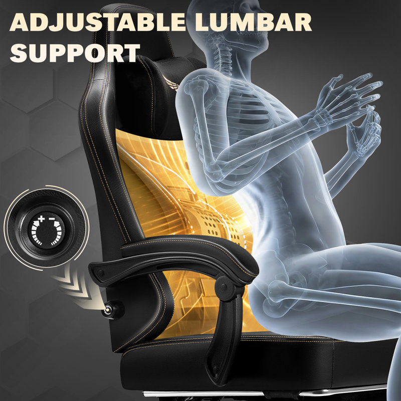 Video Gaming Chair With Adjustable Lumbar Support High Back Ergonomic Pc & Racing Game Chair With Footrest
