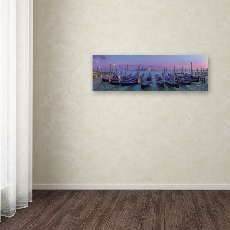 Venice Gondolas Landscape Canvas Print in Blue and Purple