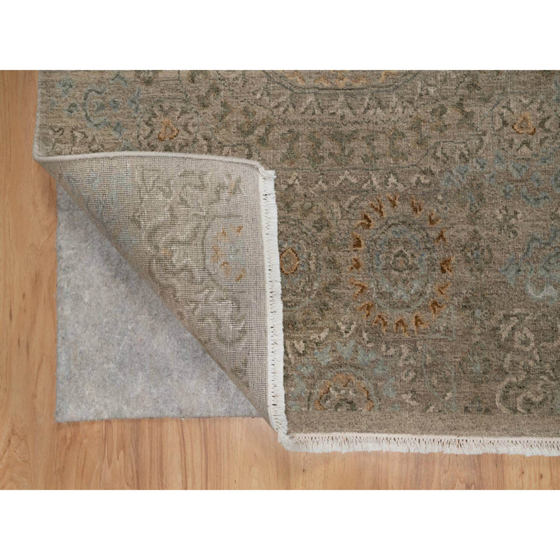 3'x4' Beaver Brown, Mamluk Design, Pure 100% Himalayan Wool, Natural Dyes, Hand Knotted, Mat, Oriental Rug