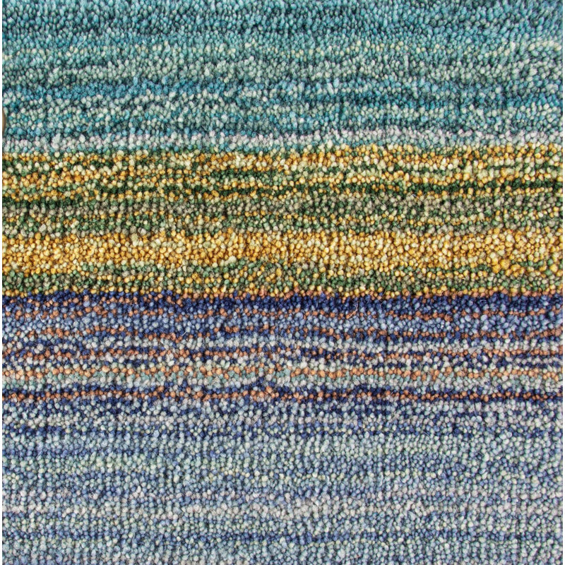 Brushstroke Striped Handmade Tufted Wool Dark Blue/Yellow Area Rug, Rectangle 3' x 5'