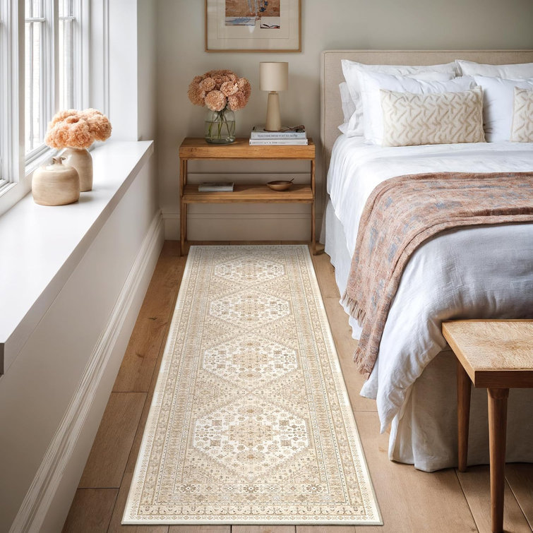 Medallion Non Slip Washable Rug(Cream)