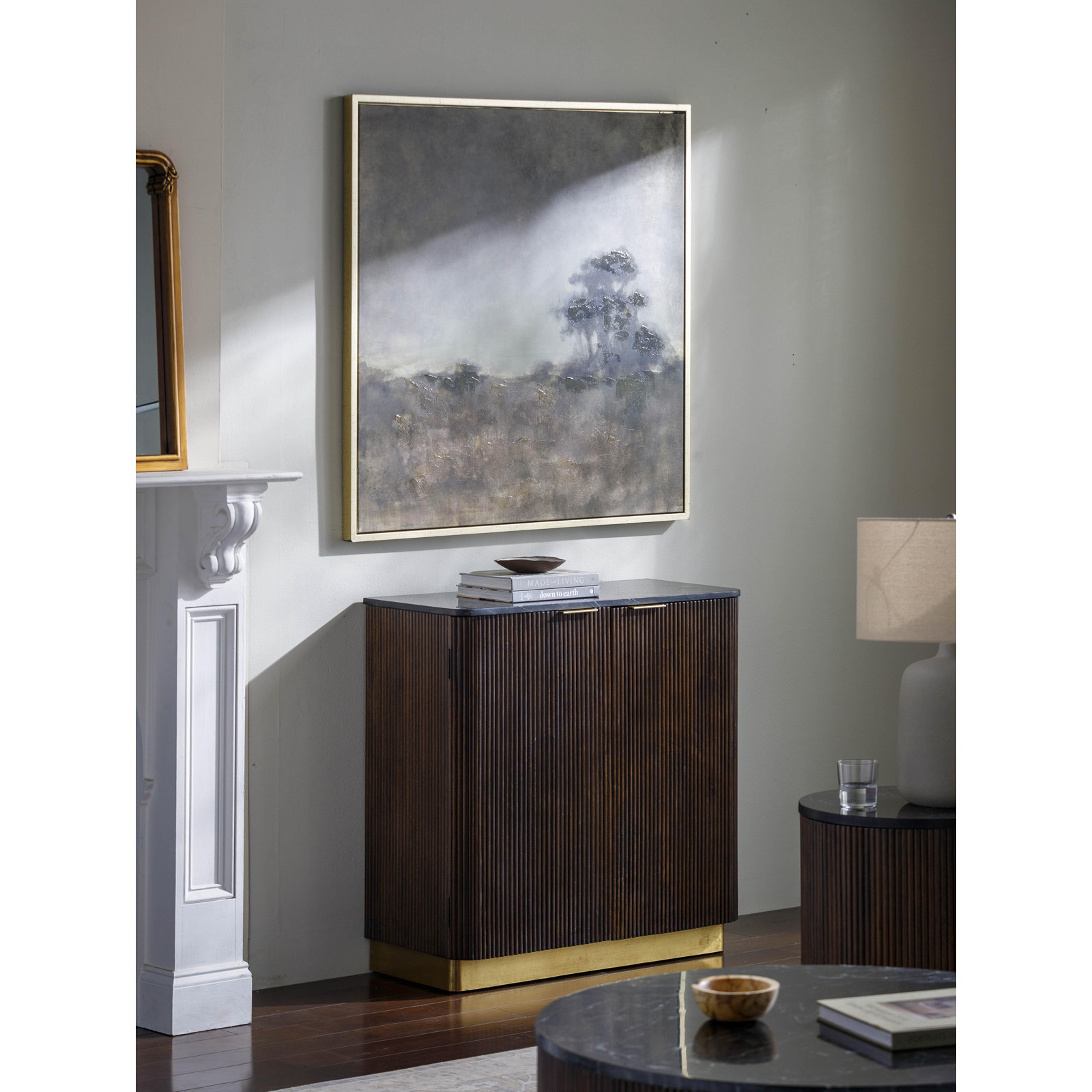 Modern Abstract Framed Painting, Gray, Silver