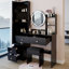 Meuble-lavabo avec miroir à DEL, tabouret et plusieurs ports de recharge pour une commodité moderne-936938221