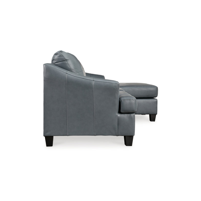 Canapé modulaire méridienne Geno, cuir gris acier moderne, 88 po