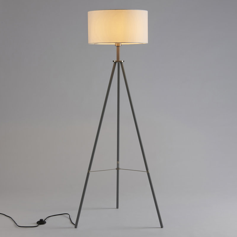 Lampe trépied 61 po Delafield, Gris / nickel brossé