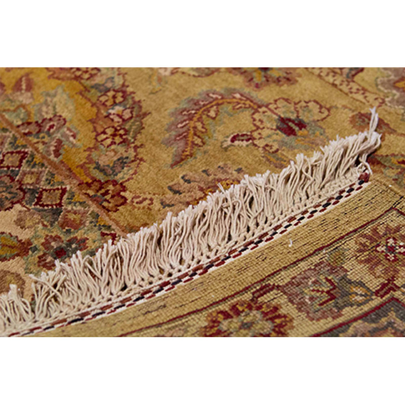 Tapis doré et vert noué à la main de haute qualité