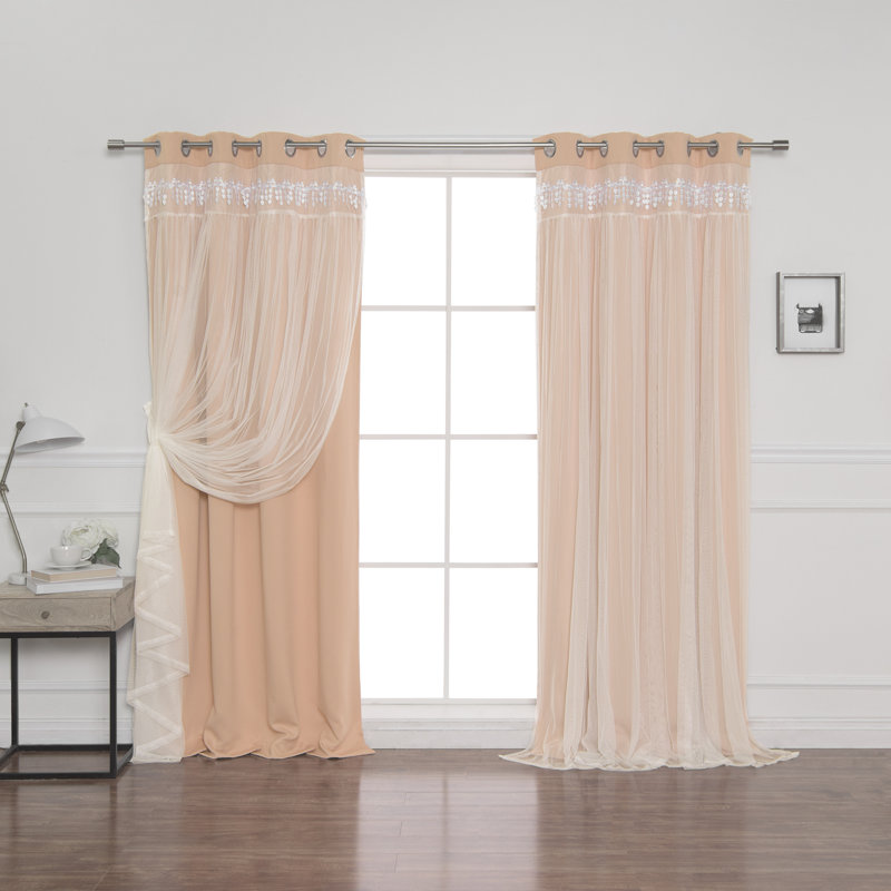 Loar Room Darkening Thermal Curtain Panels, Peachy Pink, 52" W x 84" L